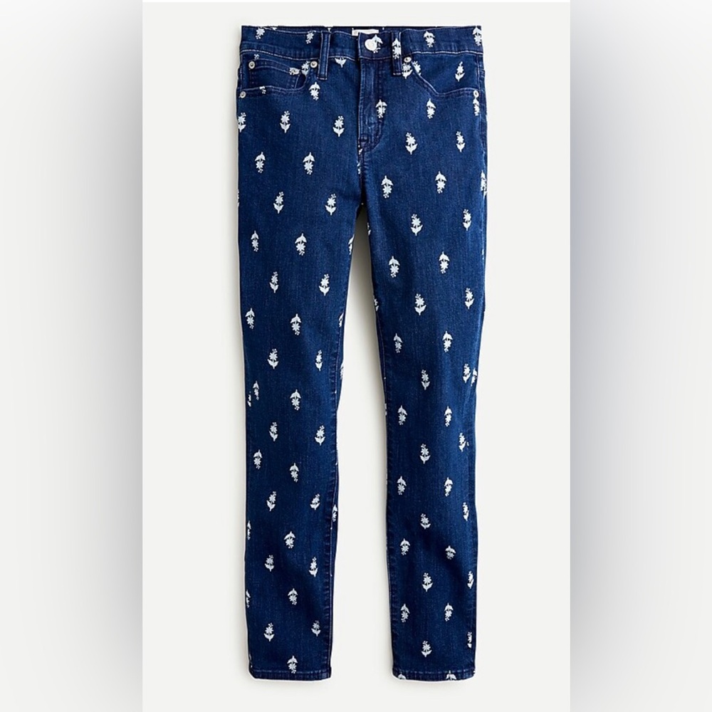 EUC JCrew high rise toothpick jeans in floral block print